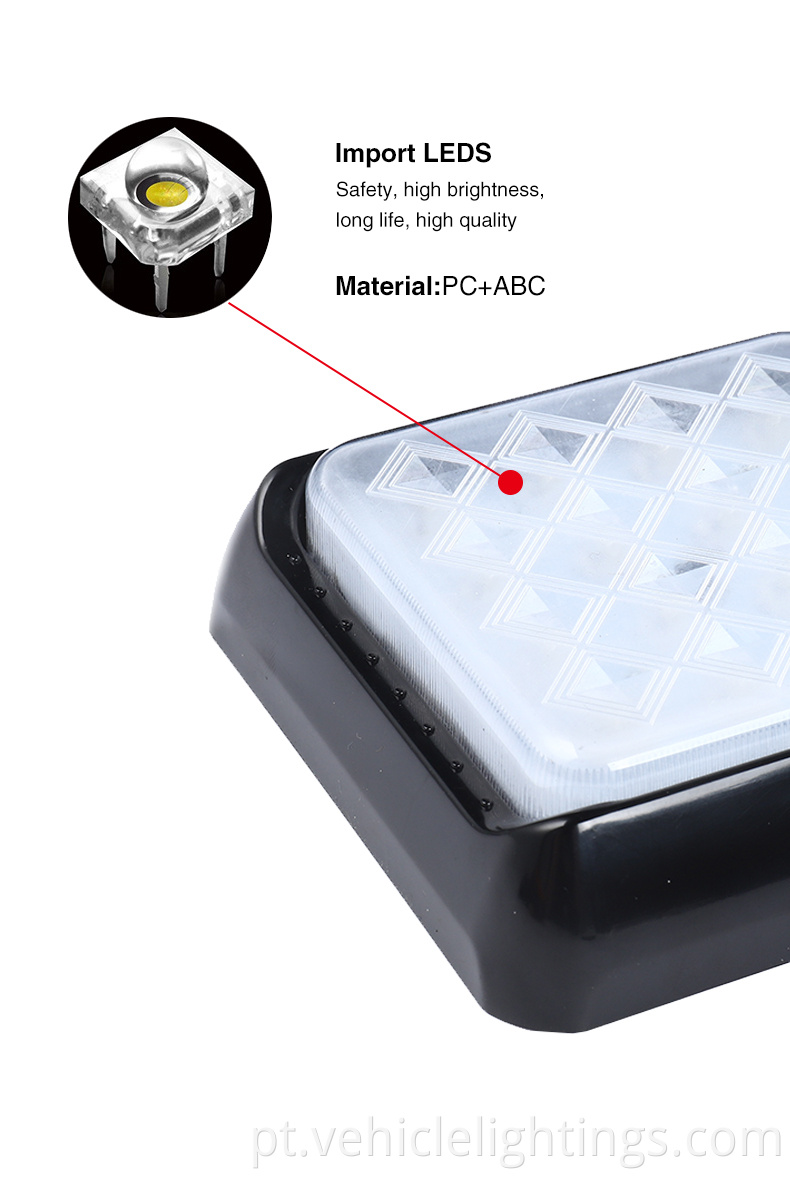 Revertendo o freio em execução girating caminhão lâmpada traseira 16 luz LED 24V 12V Luz de caminhão LED